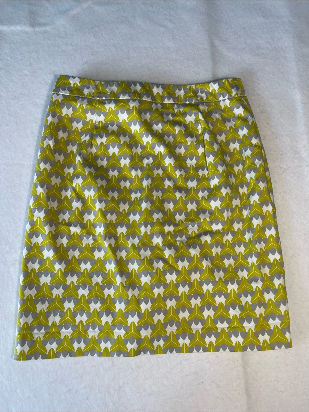Banana Republic Milly Collection Geometric Print A-Line Skirt Size 2 Yellow Gray